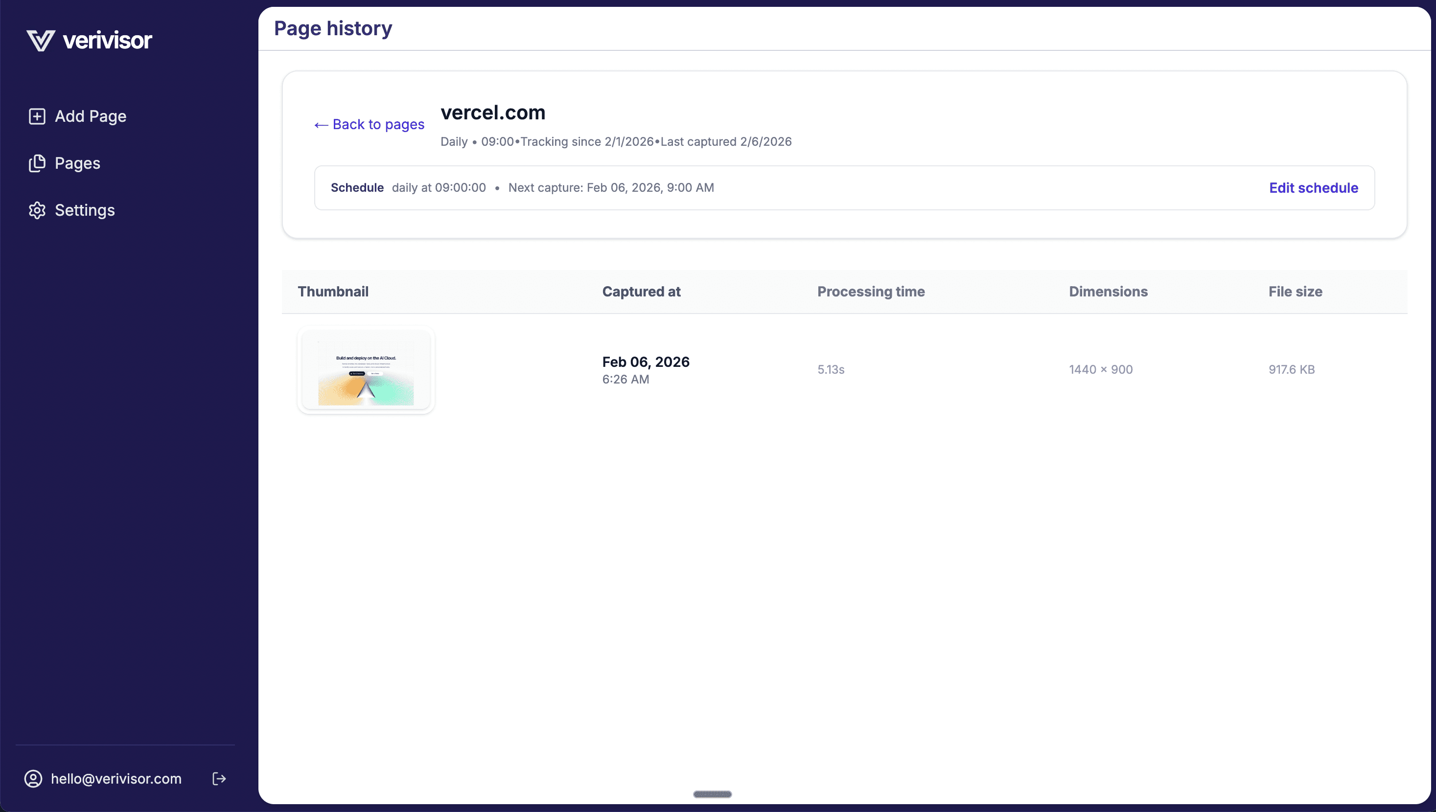 Verivisor interface view 1
