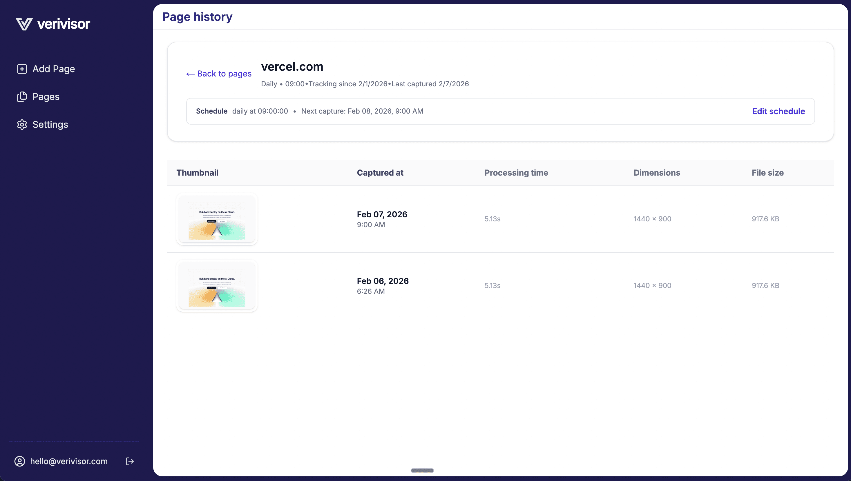 Verivisor interface view 2